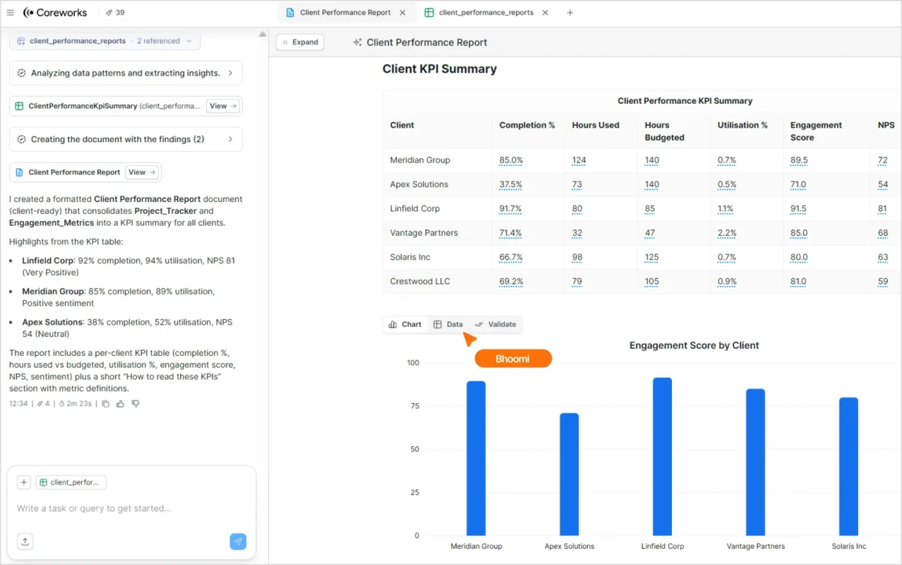Client performance reports